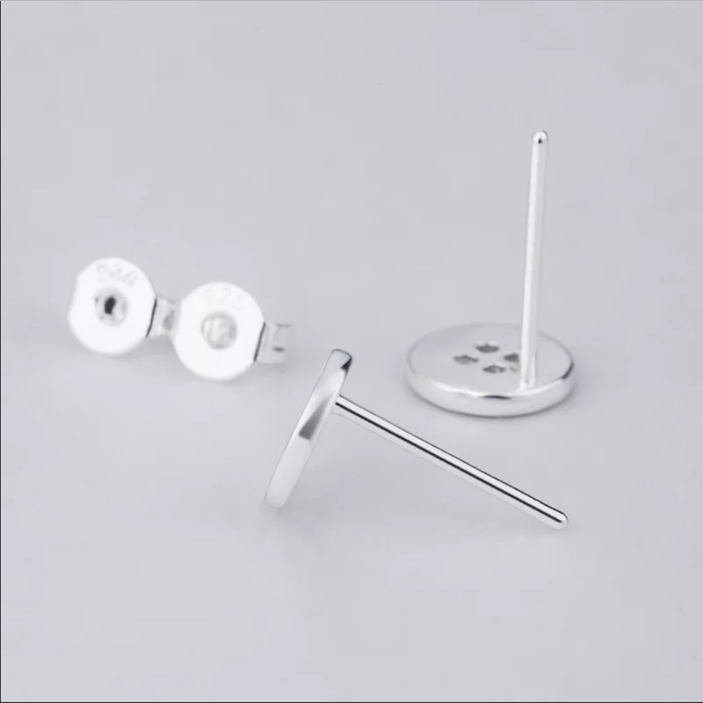 Sterling Silver 925 Button Stud Earrings - Picture 3 of 6